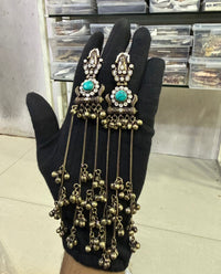 Oxidized Gold Long Kashmiri Earrings