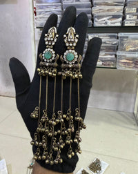 Oxidized Gold Long Kashmiri Earrings