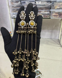 Oxidized Gold Long Kashmiri Earrings