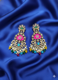 Heritage Emerald Green Floral Chandelier Drops Earring