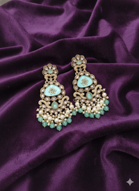 Heritage Emerald Green Floral Chandelier Drops Earring