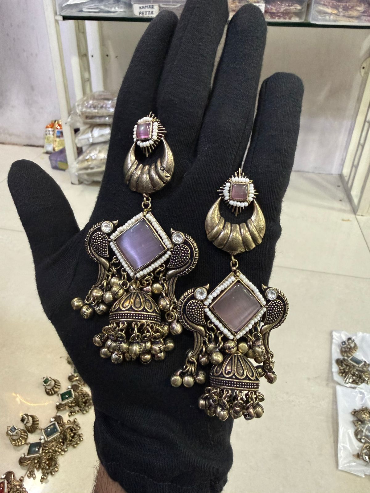 Antique Gold Statement Earrings for Women