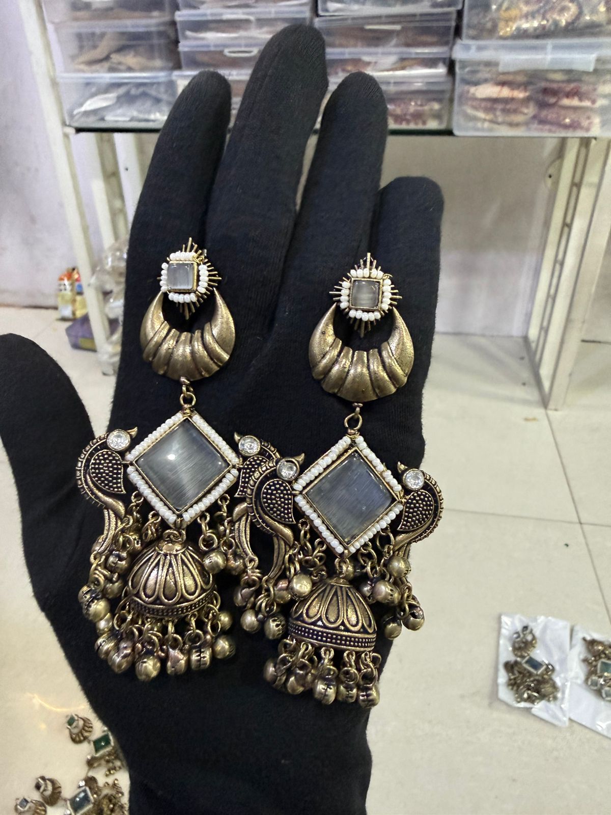 Antique Gold Statement Earrings for Women