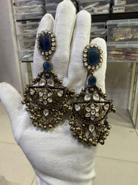 Ruby Red Gold Oxidized Earrings
