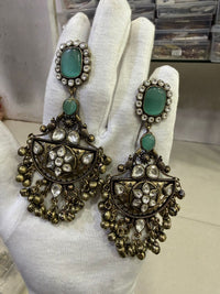 Ruby Red Gold Oxidized Earrings