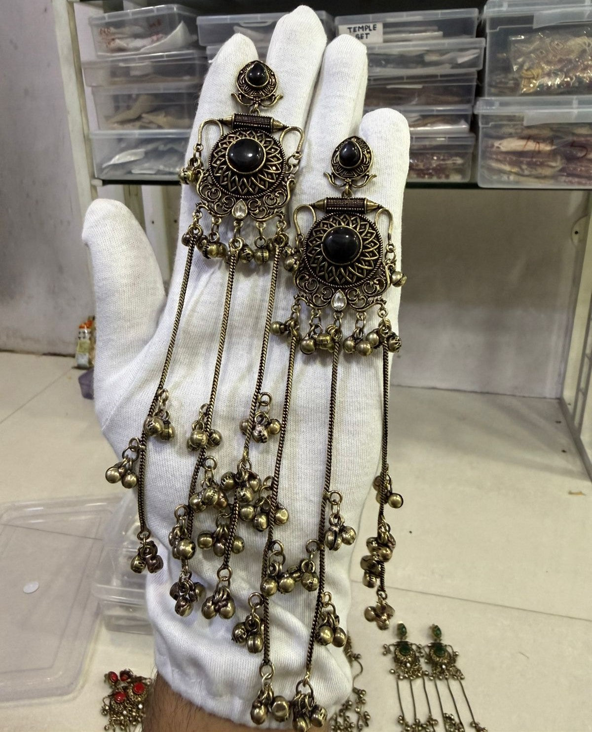 Long Chain with Ghungroo Earrings