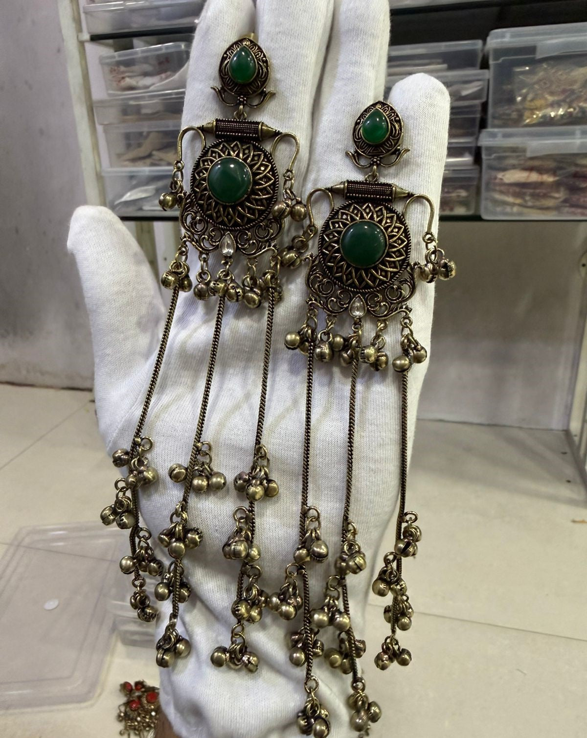 Long Chain with Ghungroo Earrings