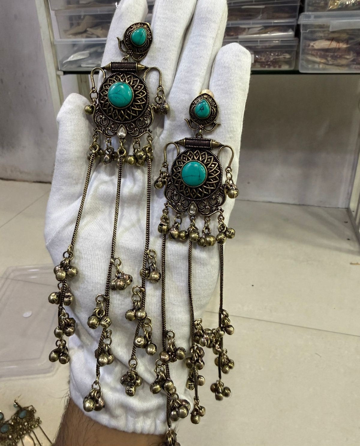 Long Chain with Ghungroo Earrings