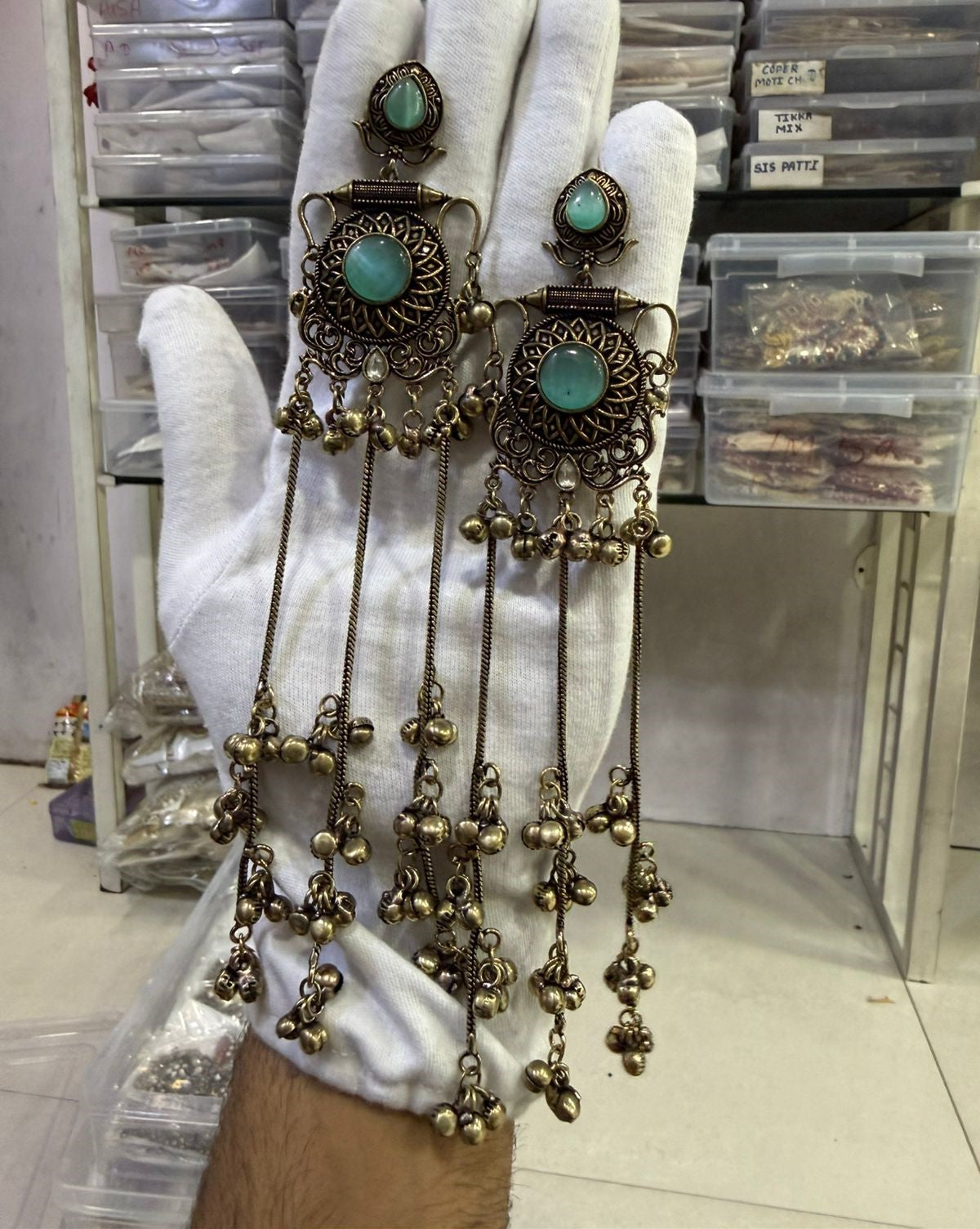 Long Chain with Ghungroo Earrings