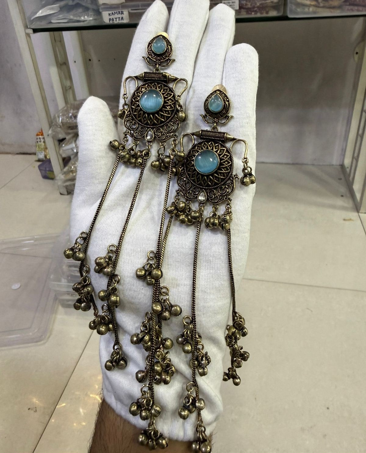 Long Chain with Ghungroo Earrings