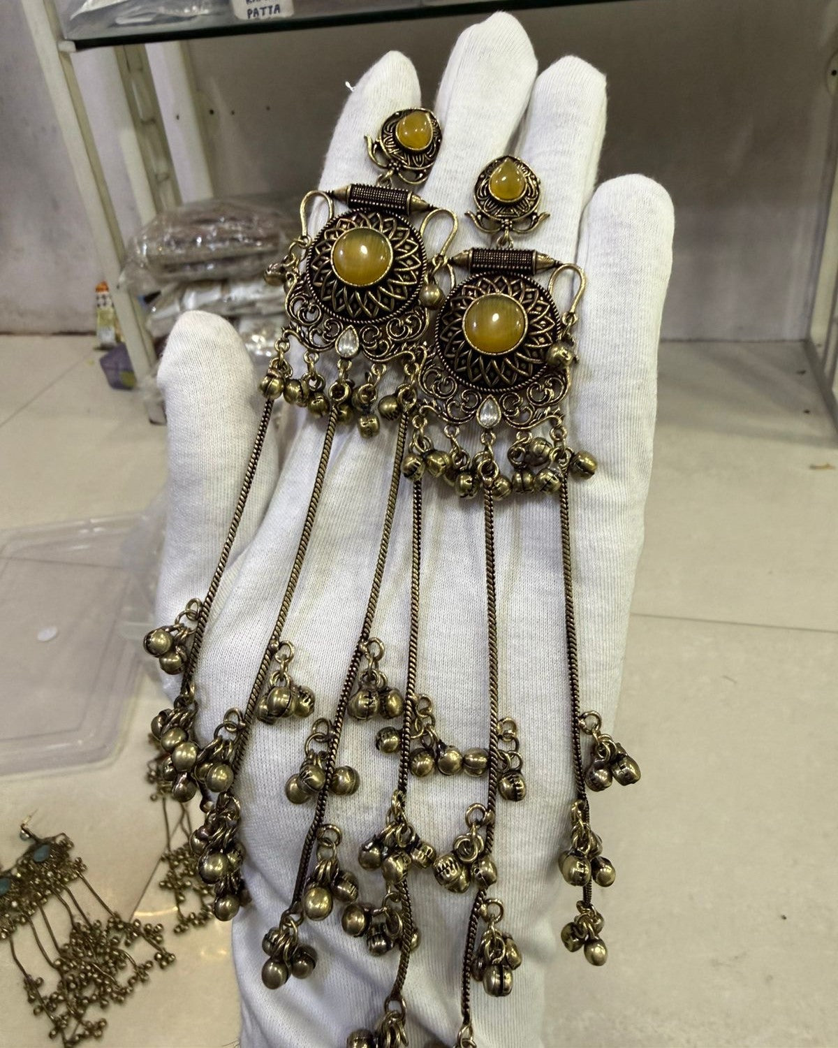 Long Chain with Ghungroo Earrings