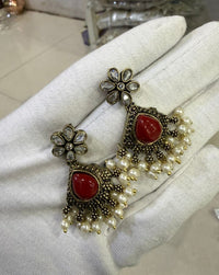 Antique Gold Pearls Drop Earrings