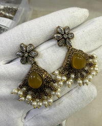 Antique Gold Pearls Drop Earrings