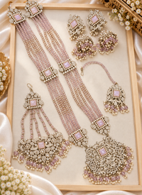 Traditional Gold Pletad Long Necklace Set 5-Piece For Woman & Girls