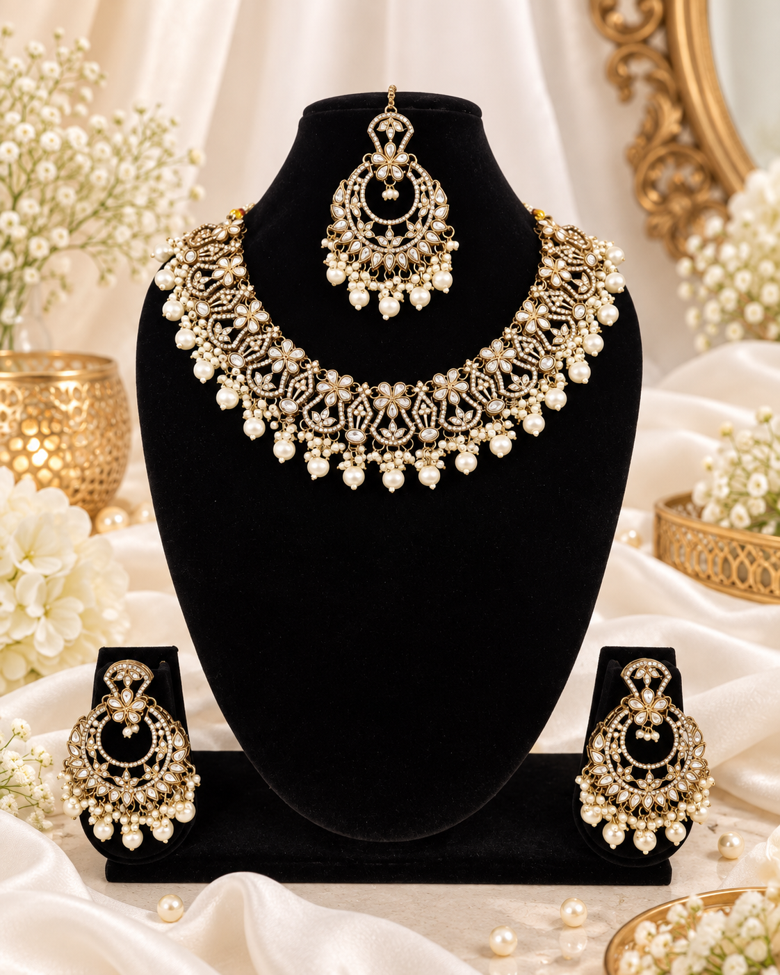 Bloom Multicolored Floral Kundan Necklace Set