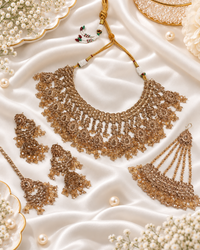 Pastel Purple Choker Set with Passa, Tikka & Jhumkas