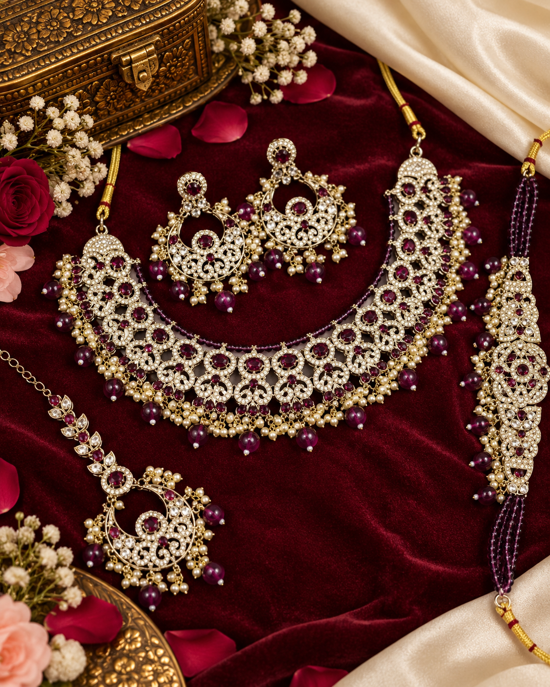 Royal Antique Gold Zircon Bridal Jewelry Set