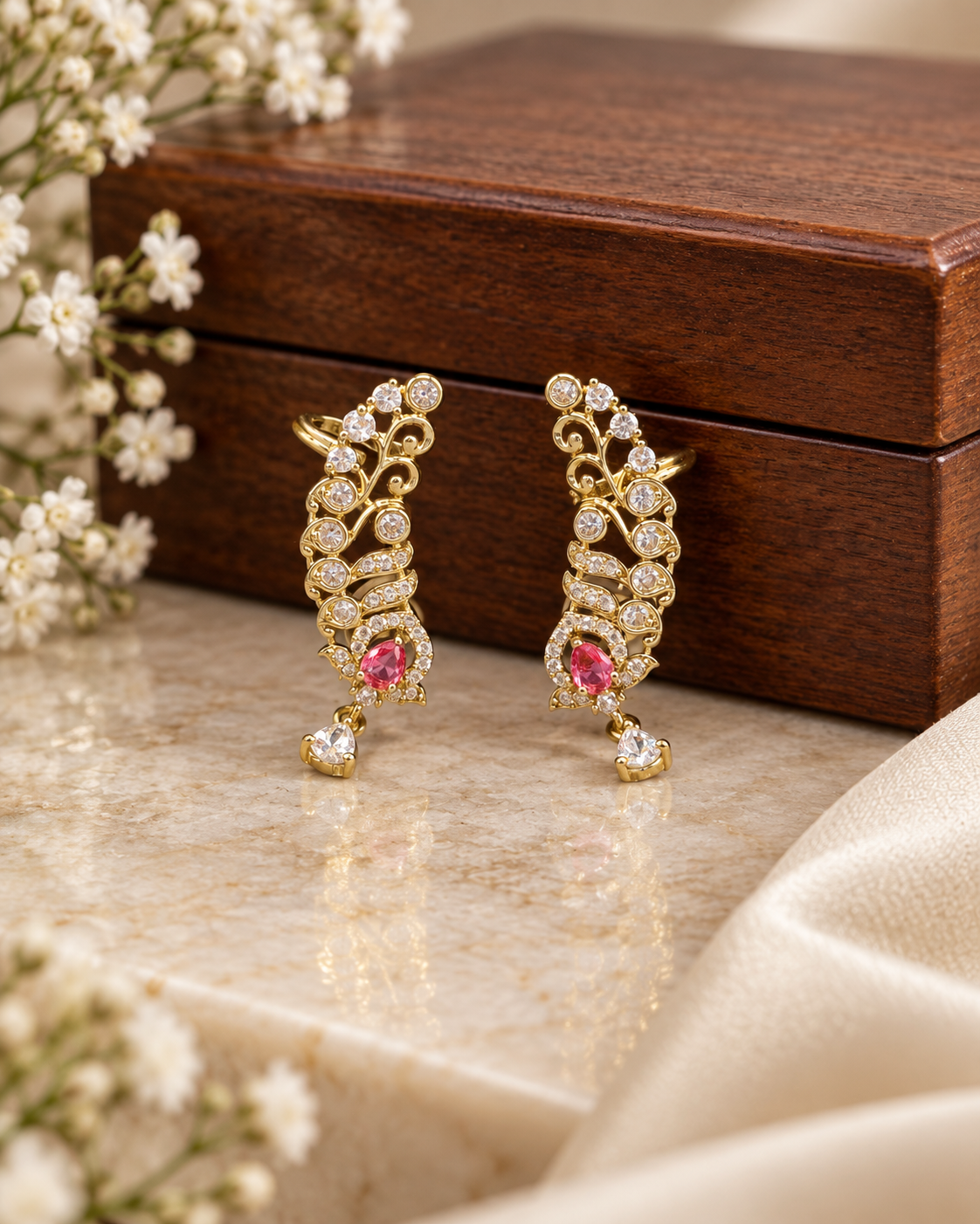 Swirl Ear Climber Earrings – Gold Tone