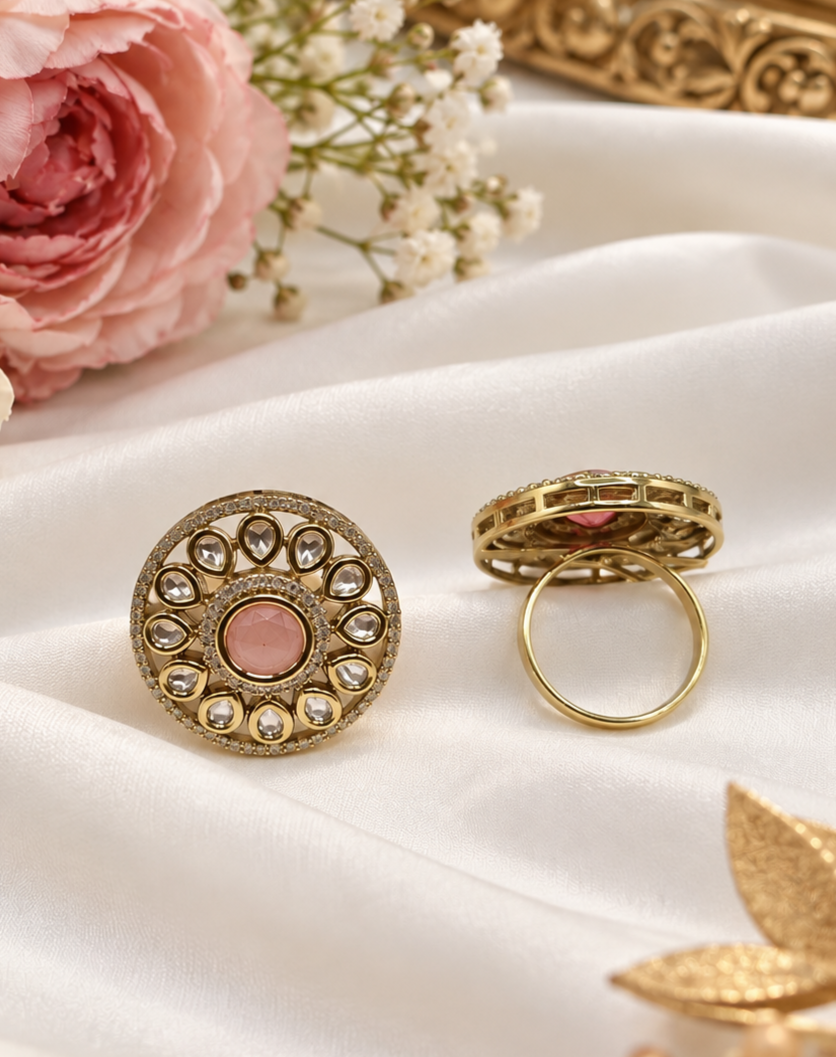 Floral Medallion Kundan Ring