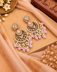 Statement Chandbali Earrings with Pearl & Bead Drops