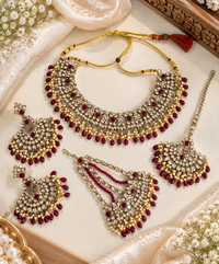 Bridal Collection Choker Necklace Set With Dangle Drop Earring For Woman