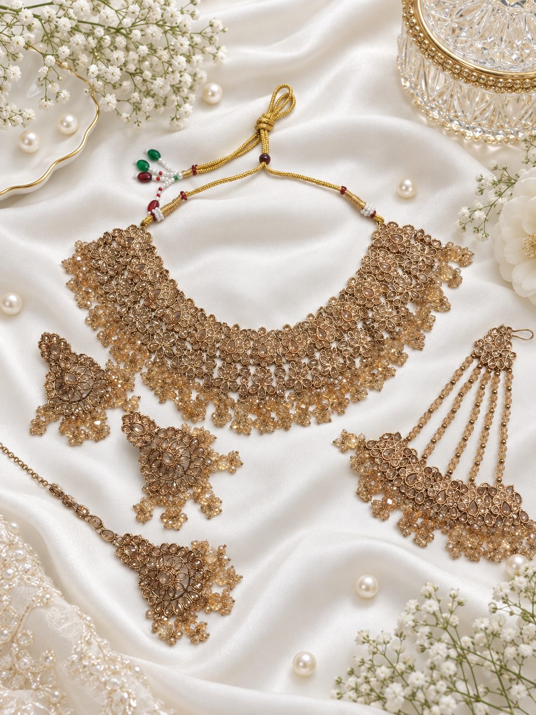 The Mint Meadow Antique Gold Choker Set