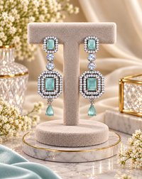 Geometric Double Halo Drop Earrings
