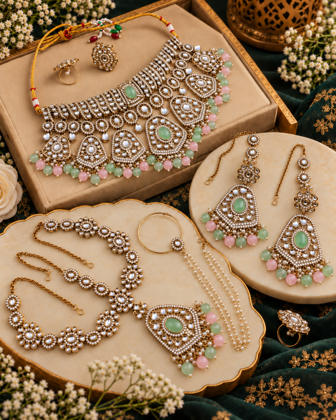 Traditional Kundan Half Bridal Jewellery Set