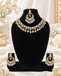Handcrafted Floral  Antique Gold Plated Necklace Set For woman