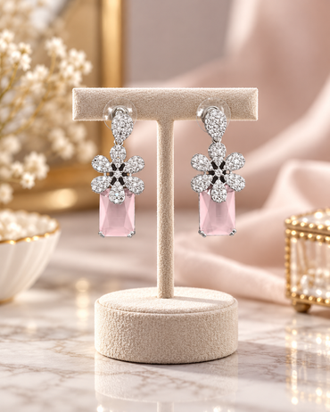 Silver Tone Floral Statement Dangles