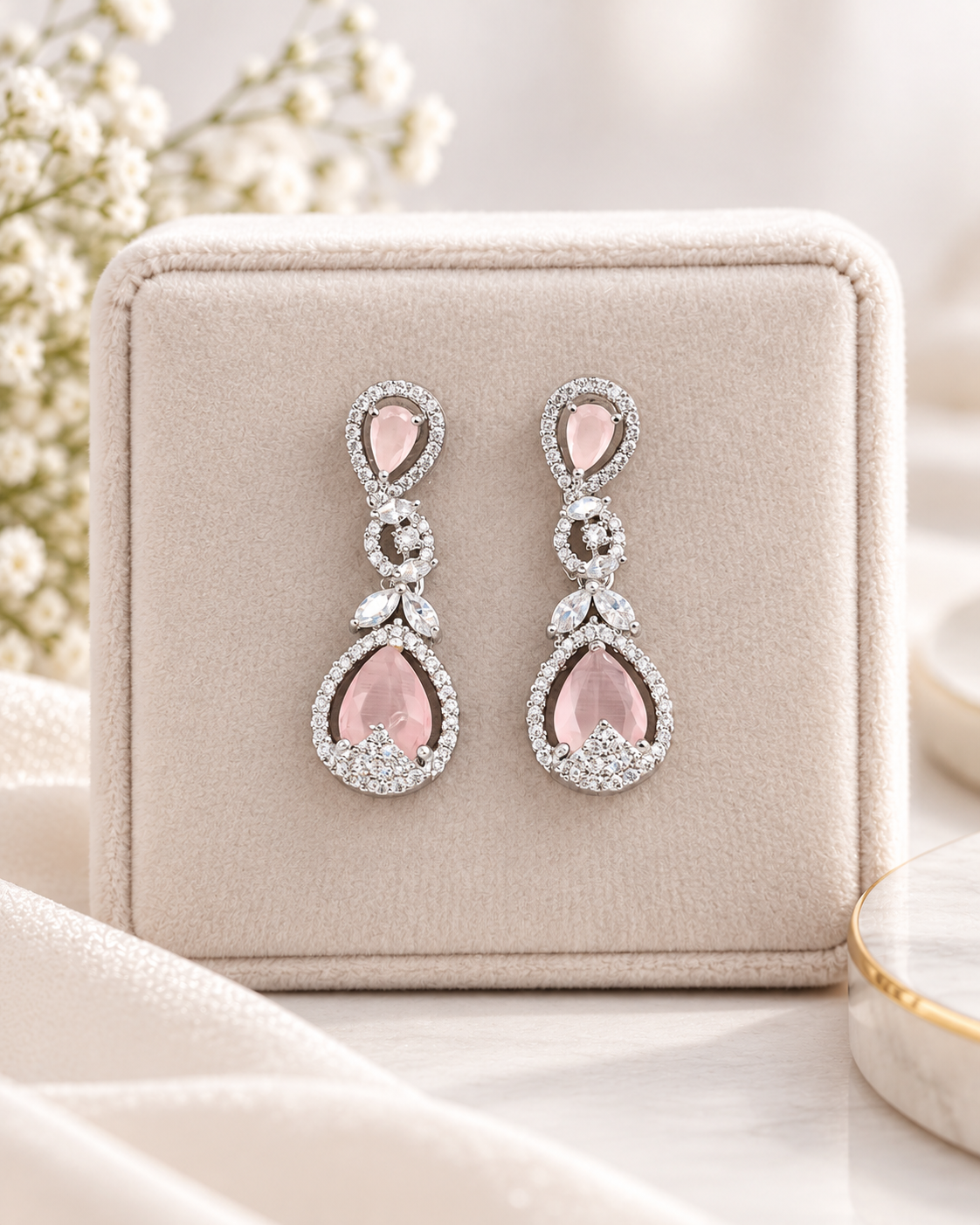 Blush Pink Teardrop Dangle Earrings