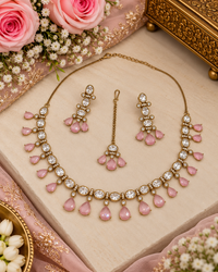 Sleek Heritage Kundan Droplet Necklace Set
