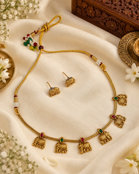 South Elephant Motif Necklace & Stud Earrings Set
