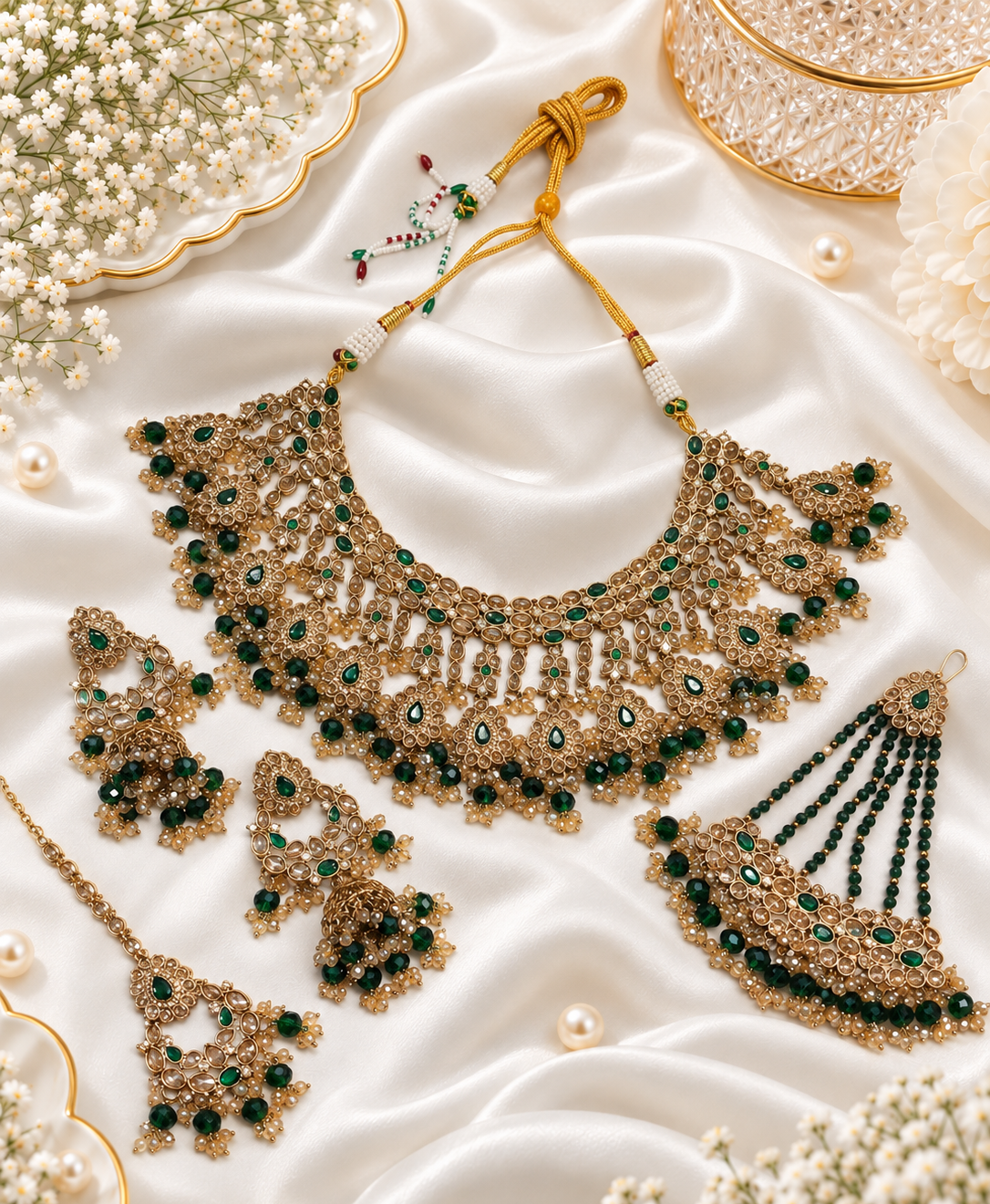 Pastel Purple Choker Set with Passa, Tikka & Jhumkas
