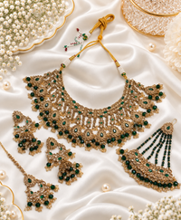 Pastel Purple Choker Set with Passa, Tikka & Jhumkas