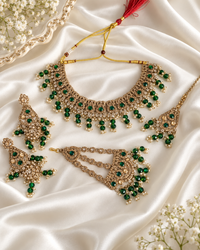 Antique Gold Plated Choker Necklace Set With Earrings For Woman