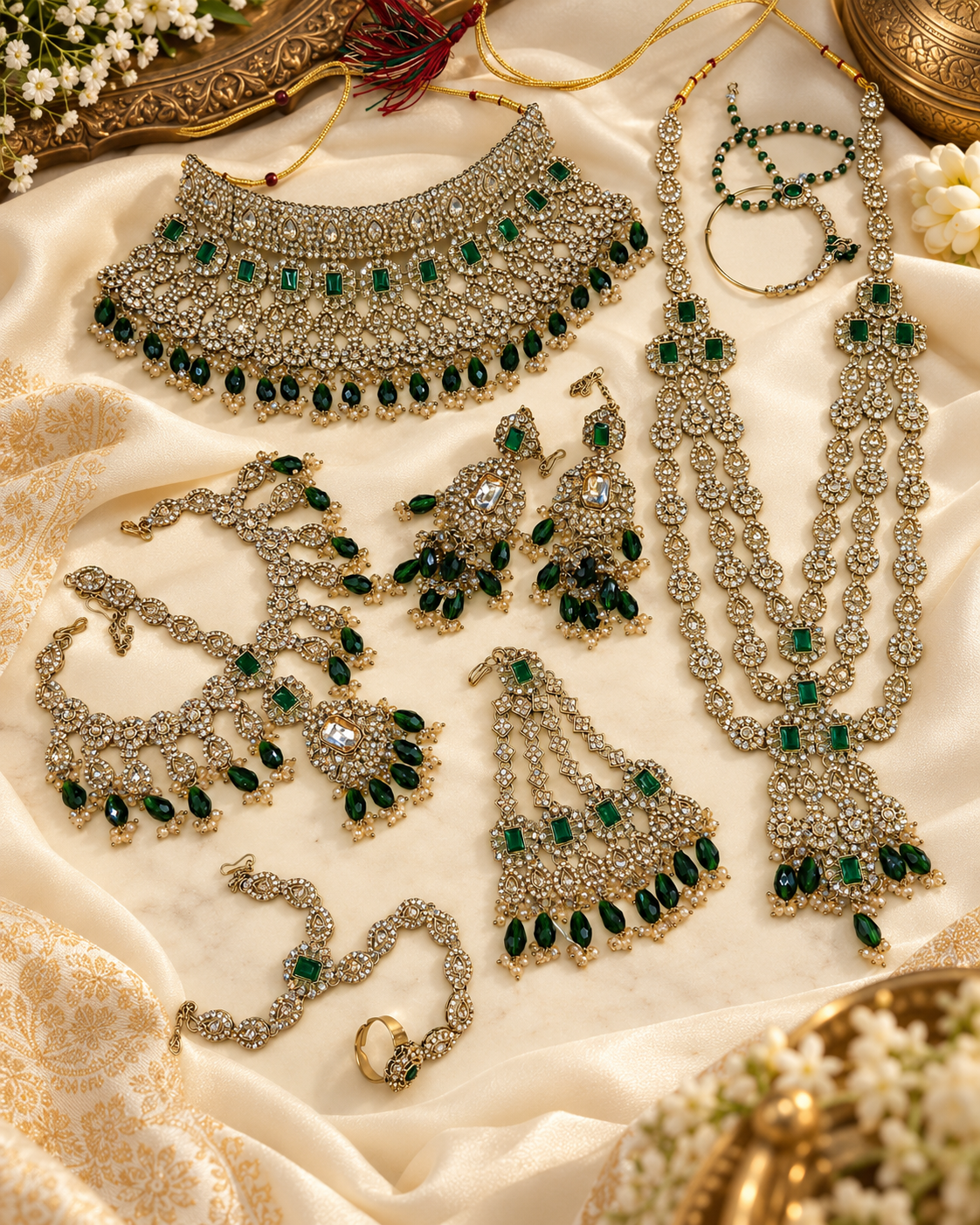 Traditional Handcrafted Antique Gold Bridal Jewelry Set