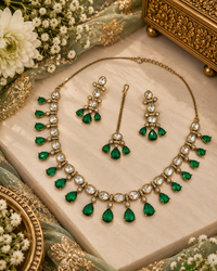 Sleek Heritage Kundan Droplet Necklace Set