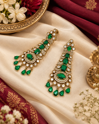 Kundan Long Linear Chandelier Earrings