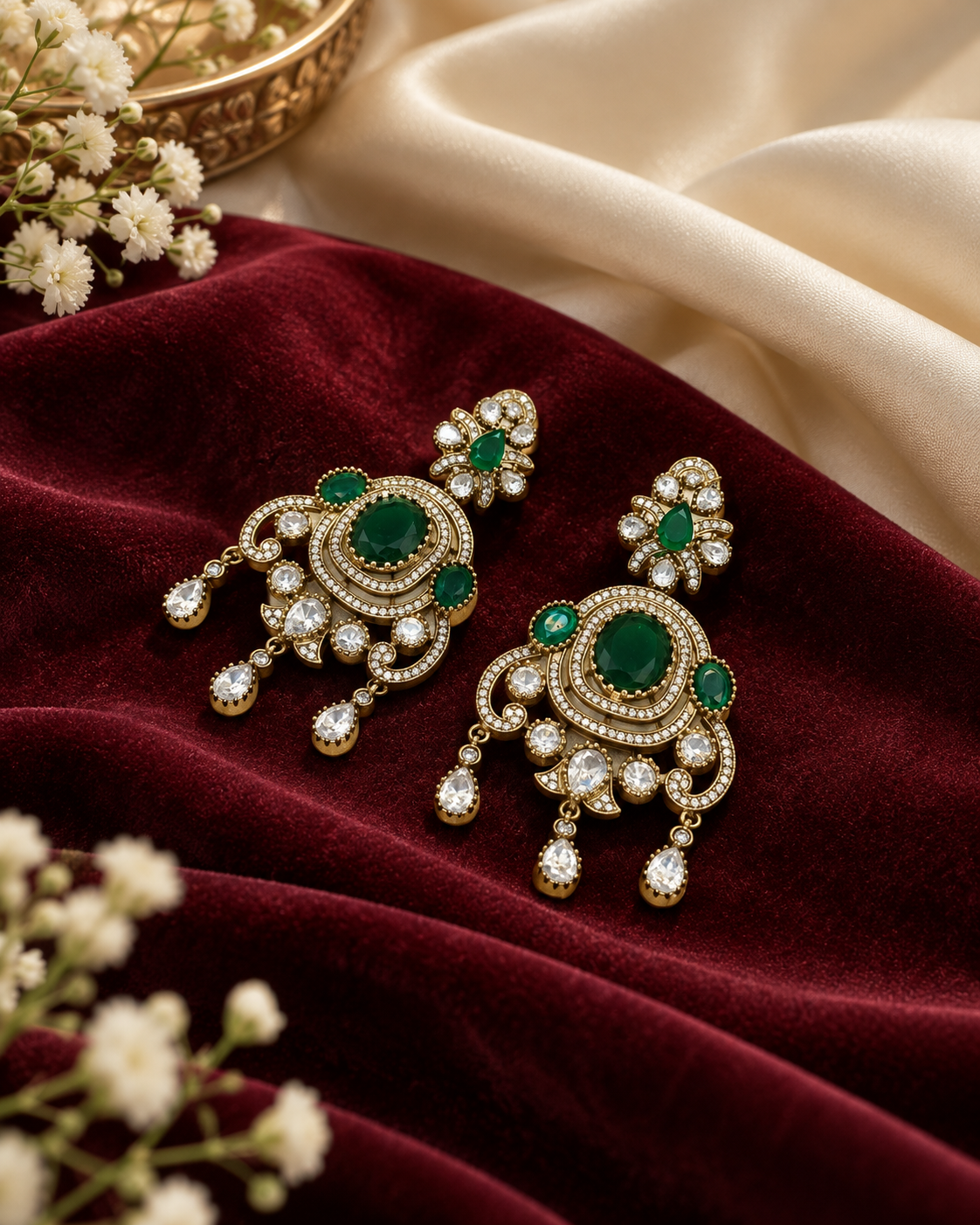 Royal Tiara Kundan Drops