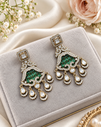 Ornate Chandelier Drop Earrings with Tiered Charms