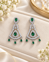 Geometric Chandelier American Diamond Drop Earrings