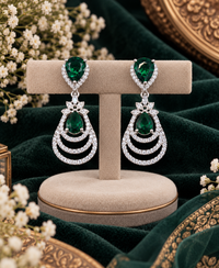 AD Cubic Zirconia Tiered Drop Earrings