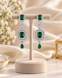 Geometric Double Halo Drop Earrings