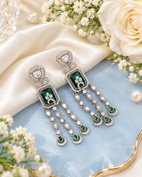 Geometric Rectangular Stone Chandelier Drop Earrings