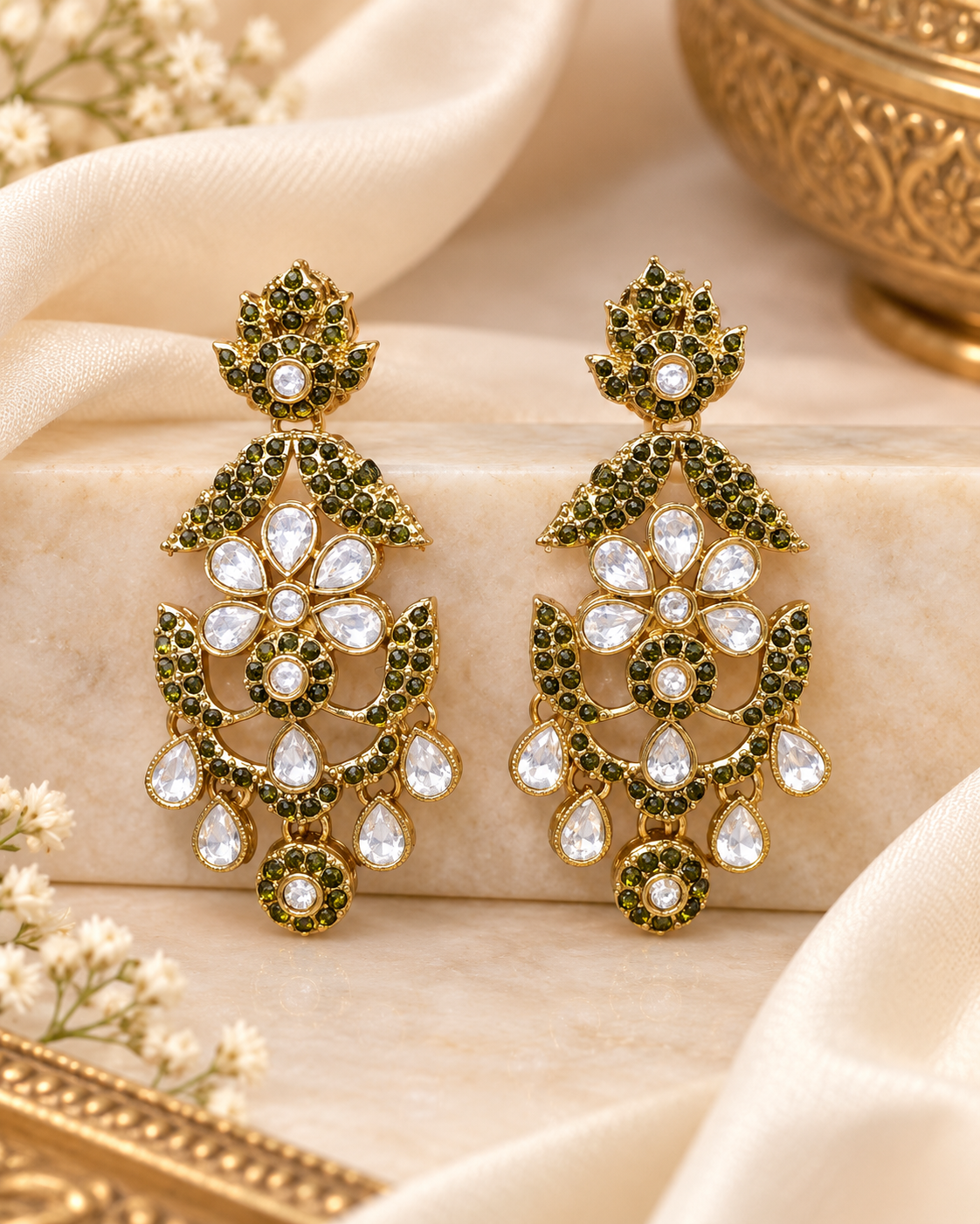 Royal Chandelier Earrings Antique Gold Ethnic Statement Jewelry
