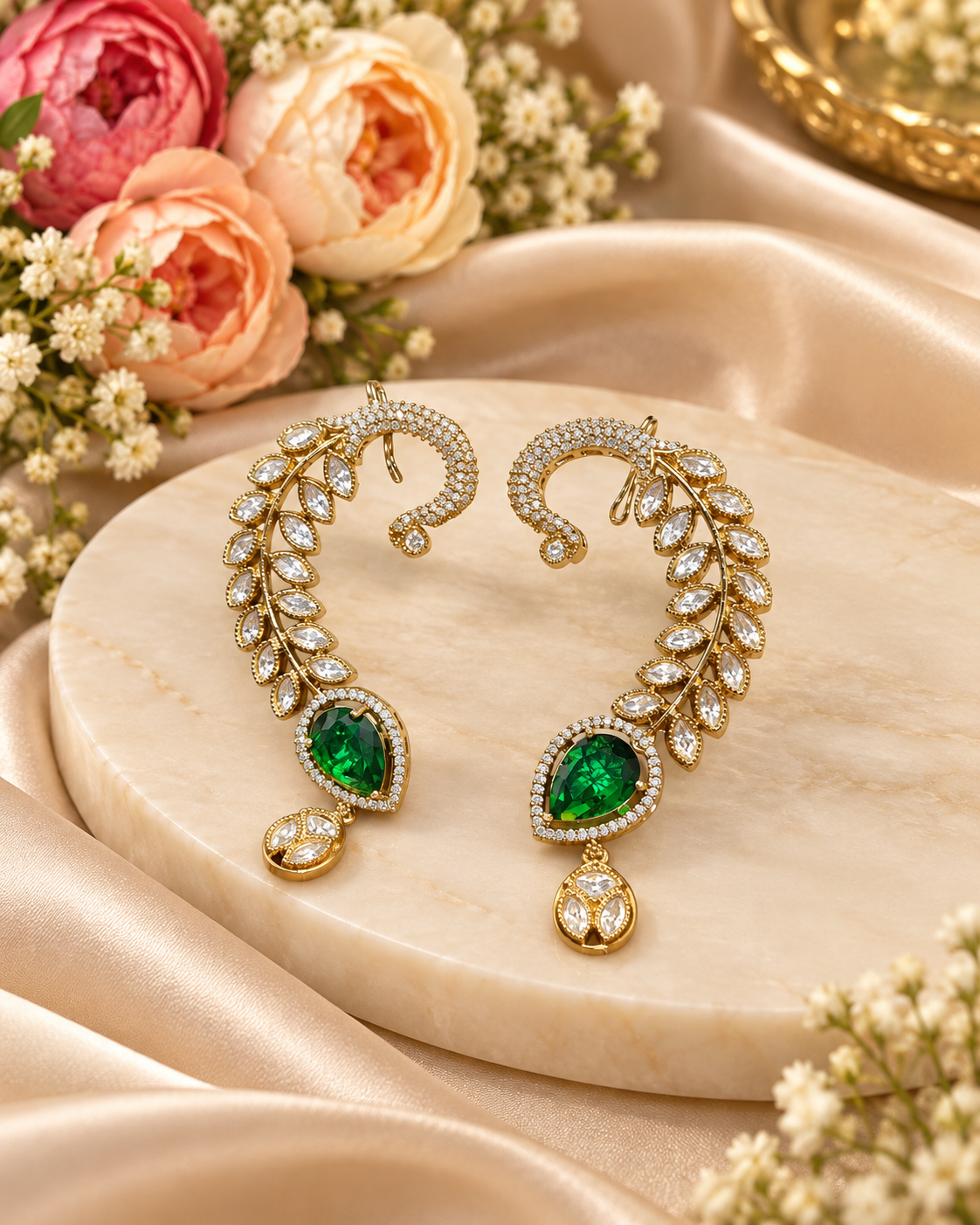 Heritage Peacock Vine Ear Cuffs