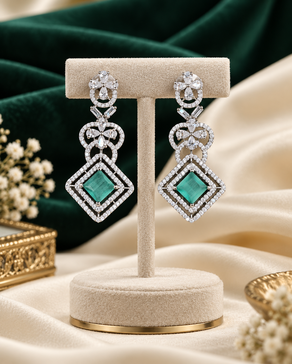 Tiered Crystal Statement Drop Earrings