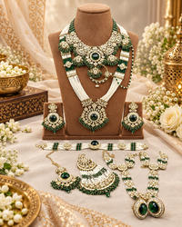 Complete Kundan & Pearl Beaded Bridal Jewellery Set