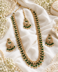 Traditional Green Beaded Long Necklace